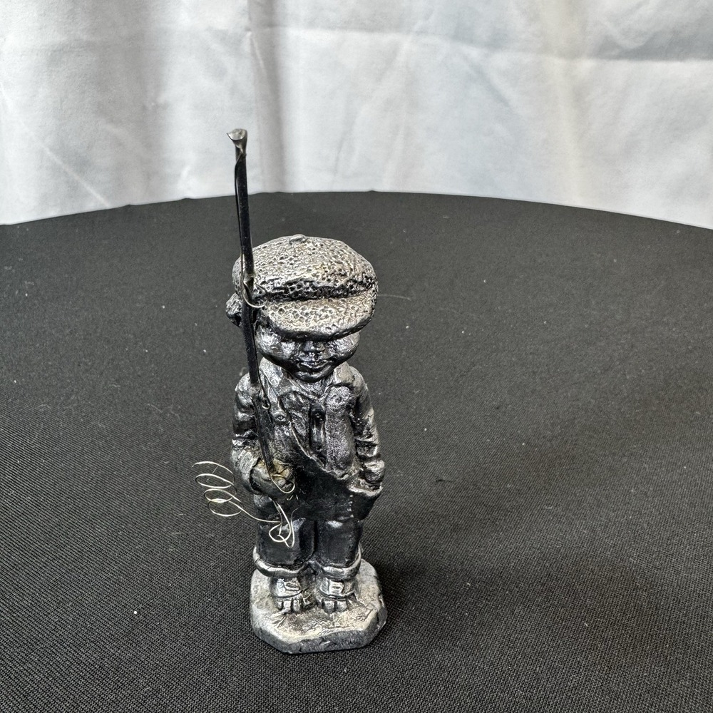 Michael Ricker Pewter Figurine‎ Boy Fishing Line  Pole Rod Signed